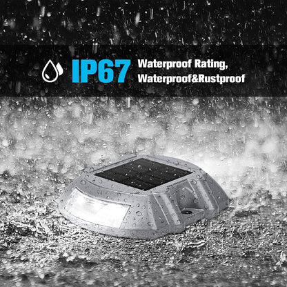 Solar Deck Lights – 12-Pack Heavy-Duty Outdoor LED Pathway Lighting, IP67 Waterproof, 72-Hour Runtime, 600mAh Battery | 6-LED Dock, Driveway & Step Light (White/Blue/Warm White)