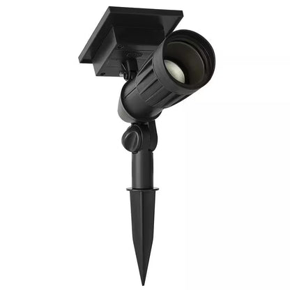 Solar 50 Lumens Black Outdoor Integrated LED Adjustable Beam Spotlight (2-Pack); Weather/Water/Rust Resistant