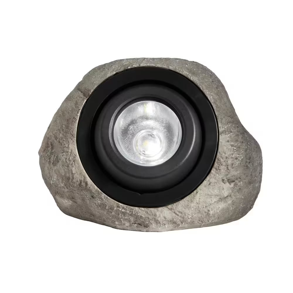 30 Lumen Gray Integrated LED Weather Resistant Outdoor Solar Rock Spotlight with Adjustable Lamp Head