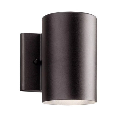Independence 7 In. 1-Light Textured Architectural Bronze Outdoor Hardwired Wall Cylinder Sconce with Integrated LED