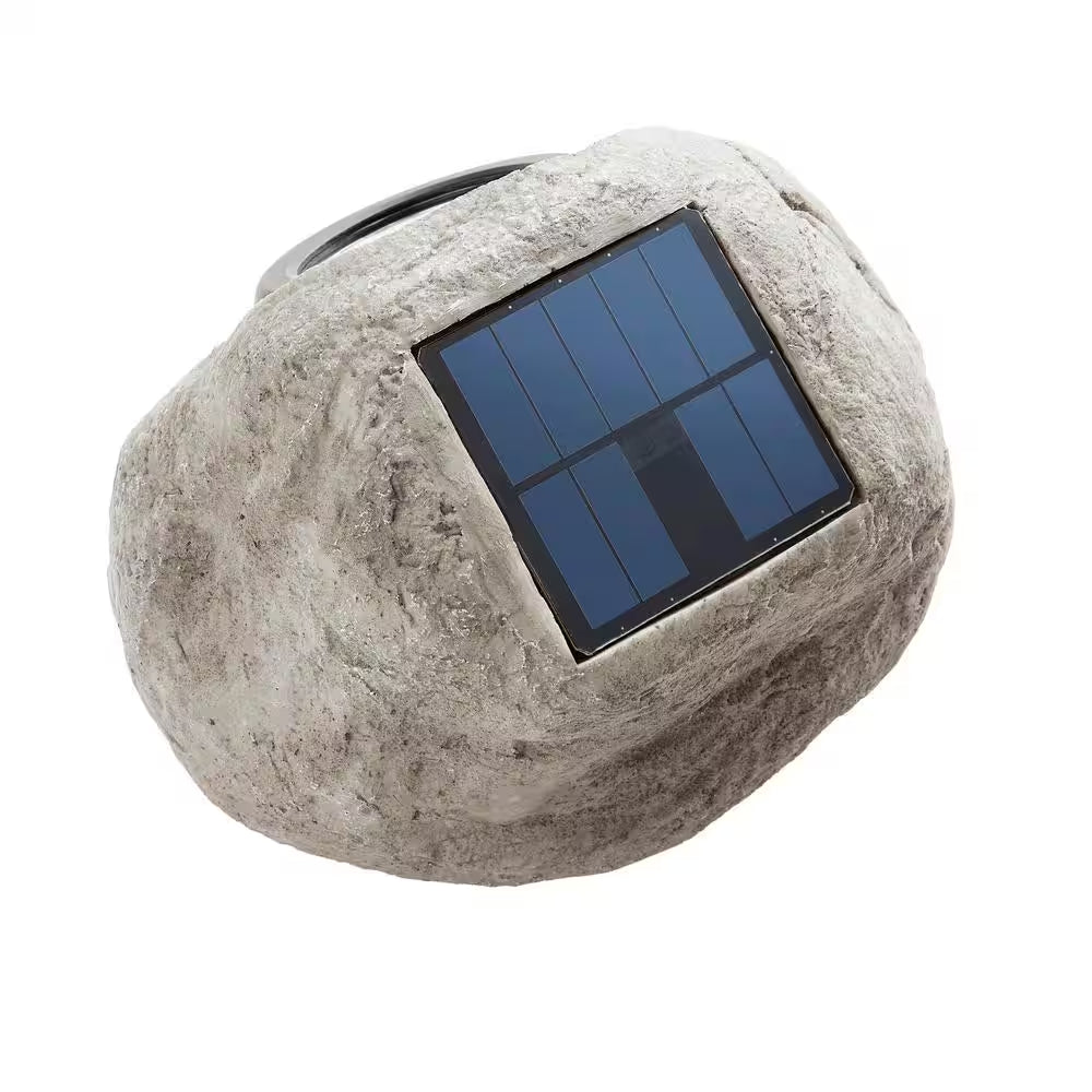 30 Lumen Gray Integrated LED Weather Resistant Outdoor Solar Rock Spotlight with Adjustable Lamp Head