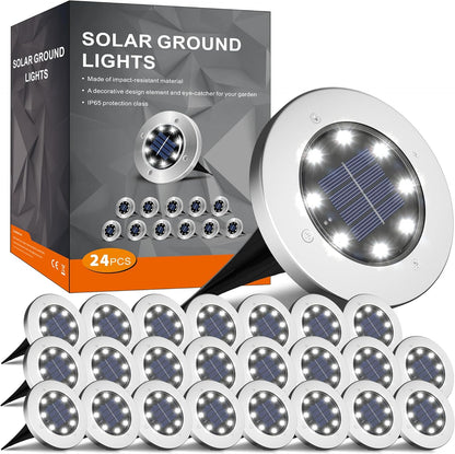 Solar Lights for Outside,12 Pack Solar Lights Outdoor Waterproof, Solar Garden Lights Landscape Lighting for Patio Pathway Lawn Yard Deck Driveway Walkway, Cold White