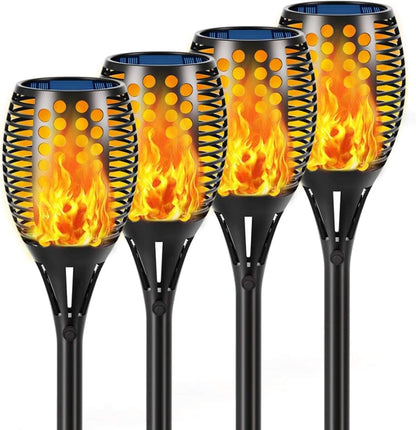 Solar Torch Lights, 43" Flickering Flames Outdoor Waterproof Landscape Decoration, Dusk to Dawn Auto On/Off Security for Yard Garden Pathway Driveway 4-Pack