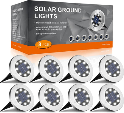 Solar Lights for Outside,12 Pack Solar Lights Outdoor Waterproof, Solar Garden Lights Landscape Lighting for Patio Pathway Lawn Yard Deck Driveway Walkway, Cold White