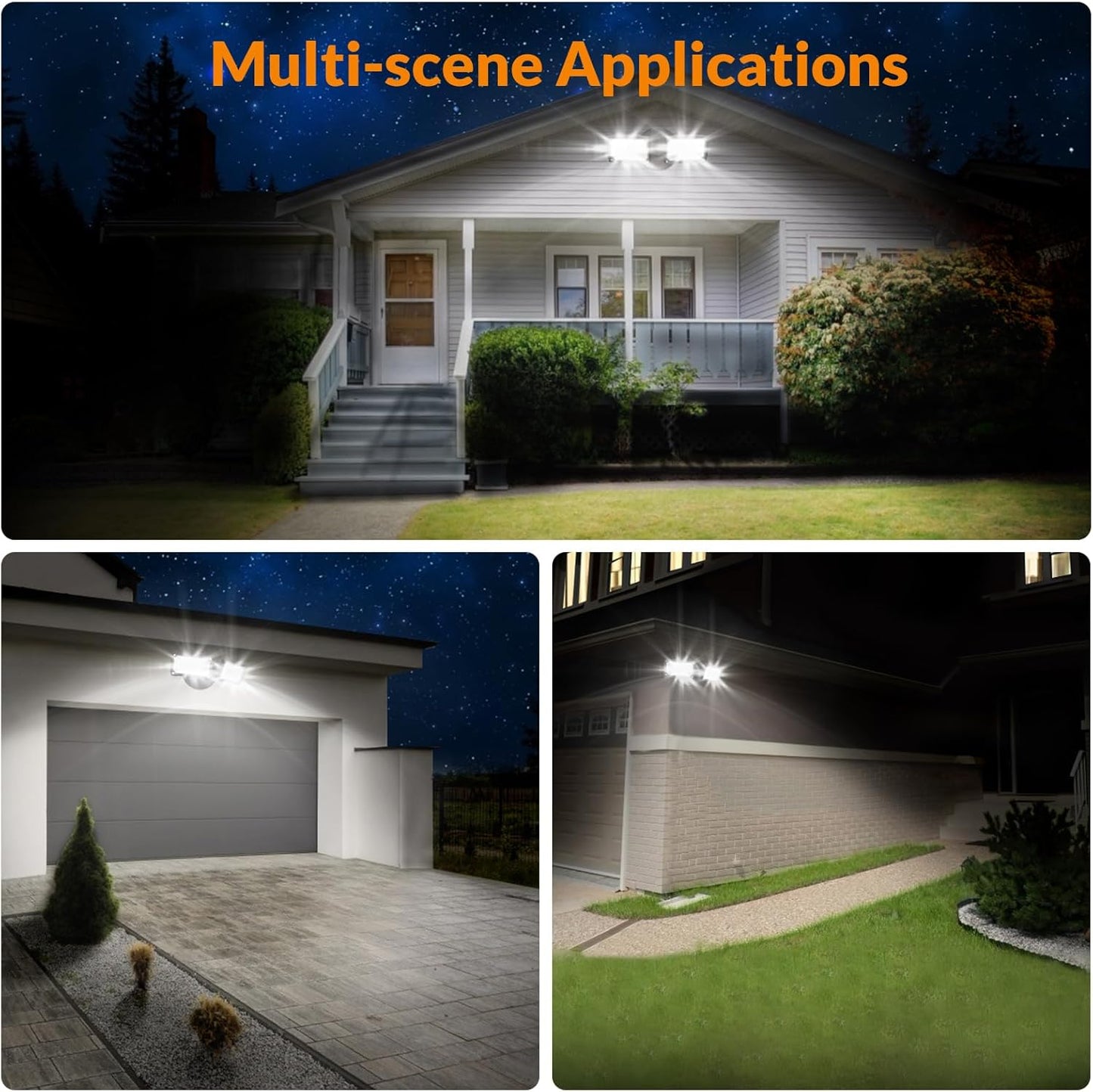 3000LM LED Flood Light Outdoor, Switch Controlled LED Security Light, 28W Exterior Lights with 2 Adjustable Heads, 5500K, IP65 Waterproof for Garage, Yard, Patio Brown