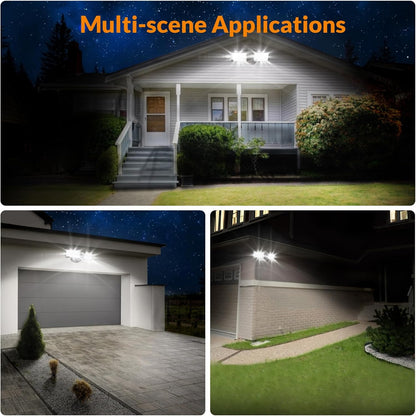3000LM LED Flood Light Outdoor, Switch Controlled LED Security Light, 28W Exterior Lights with 2 Adjustable Heads, 5500K, IP65 Waterproof for Garage, Yard, Patio Brown
