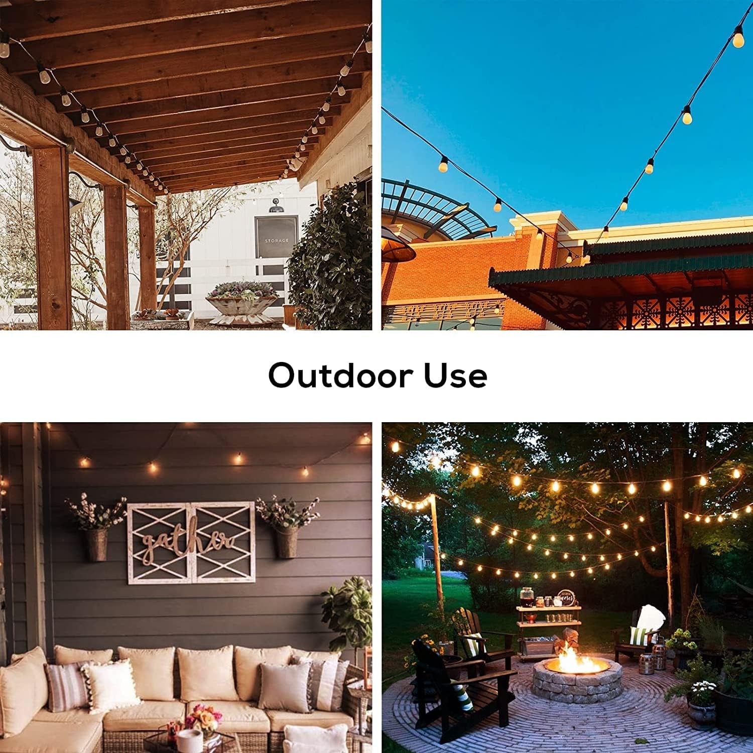 51FT Outdoor String Lights, Waterproof Patio Lights with 18 Shatterproof LED Bulb Hanging Light String, Black String Light Outdoor for Backyard, Garden, Porch, Cafe, Deck, Wedding, Party