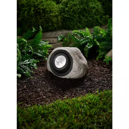 30 Lumen Gray Integrated LED Weather Resistant Outdoor Solar Rock Spotlight with Adjustable Lamp Head