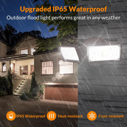 3000LM LED Flood Light Outdoor, Switch Controlled LED Security Light, 28W Exterior Lights with 2 Adjustable Heads, 5500K, IP65 Waterproof for Garage, Yard, Patio Brown