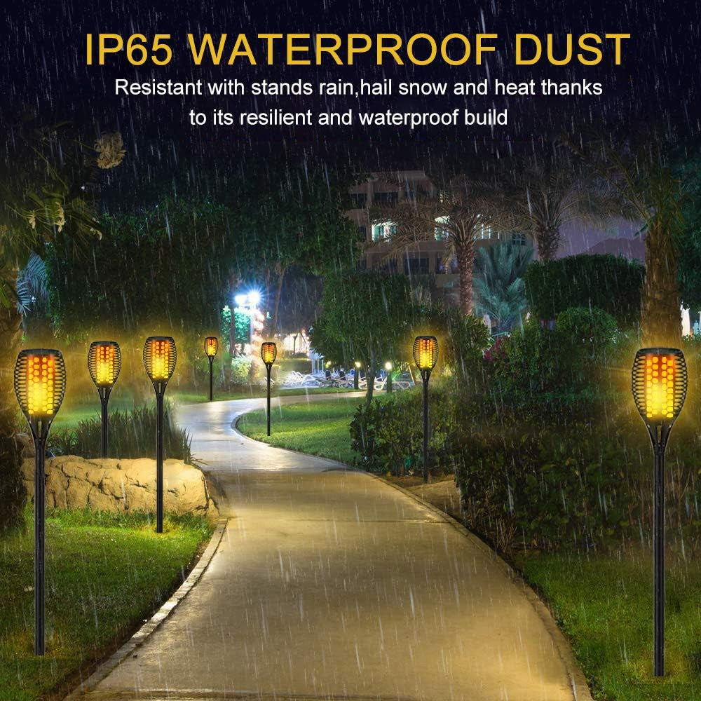 Solar Torch Lights, 43" Flickering Flames Outdoor Waterproof Landscape Decoration, Dusk to Dawn Auto On/Off Security for Yard Garden Pathway Driveway 4-Pack