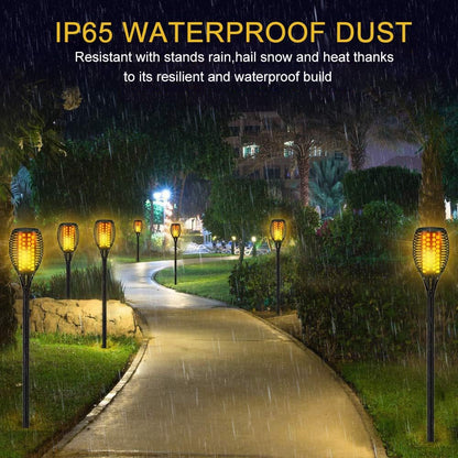 Solar Torch Lights, 43" Flickering Flames Outdoor Waterproof Landscape Decoration, Dusk to Dawn Auto On/Off Security for Yard Garden Pathway Driveway 4-Pack