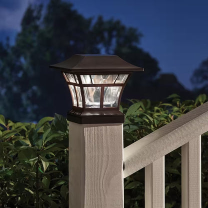 4X4 or 6X6 Mediterranean Bronze Integrated LED Outdoor Solar Deck Post Light