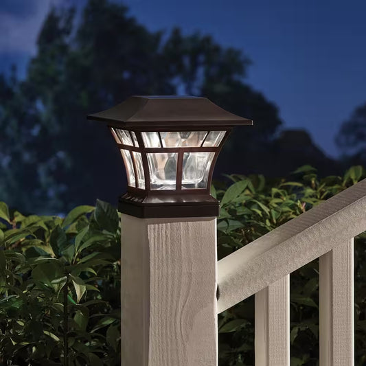 4X4 or 6X6 Mediterranean Bronze Integrated LED Outdoor Solar Deck Post Light