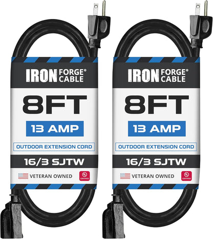 50 Ft Black Outdoor Extension Cord, 16/3, 50 Foot Outdoor Extension Cord, 3 Prong, Weatherproof - Great for outside Use