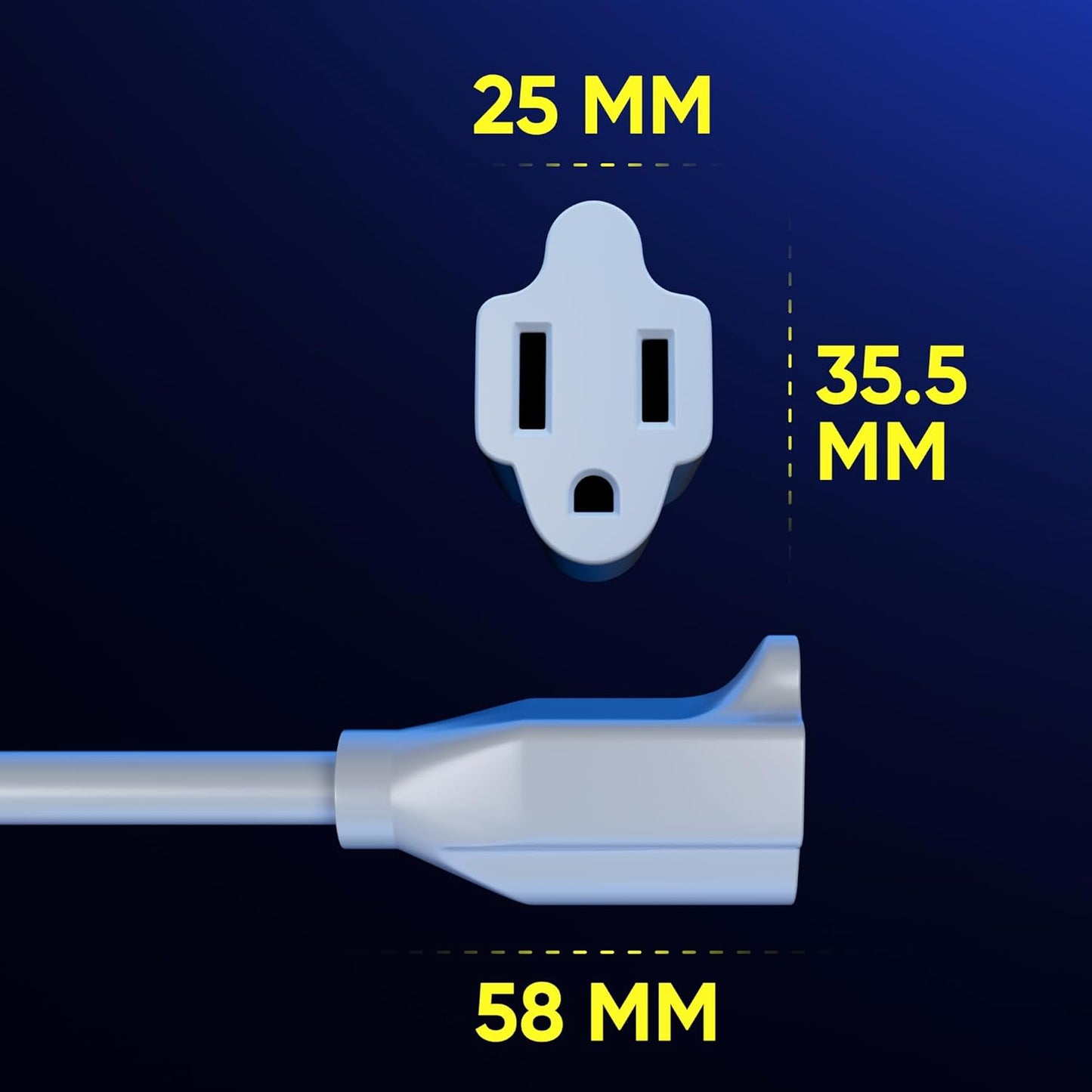 Extension Cord 15 Foot White Flat Plug, 360° Rotating Short Power Cord Single Outlet, Indoor 16 Gauge 3 Prong Grounded Wire UL Certified (15Ft White)