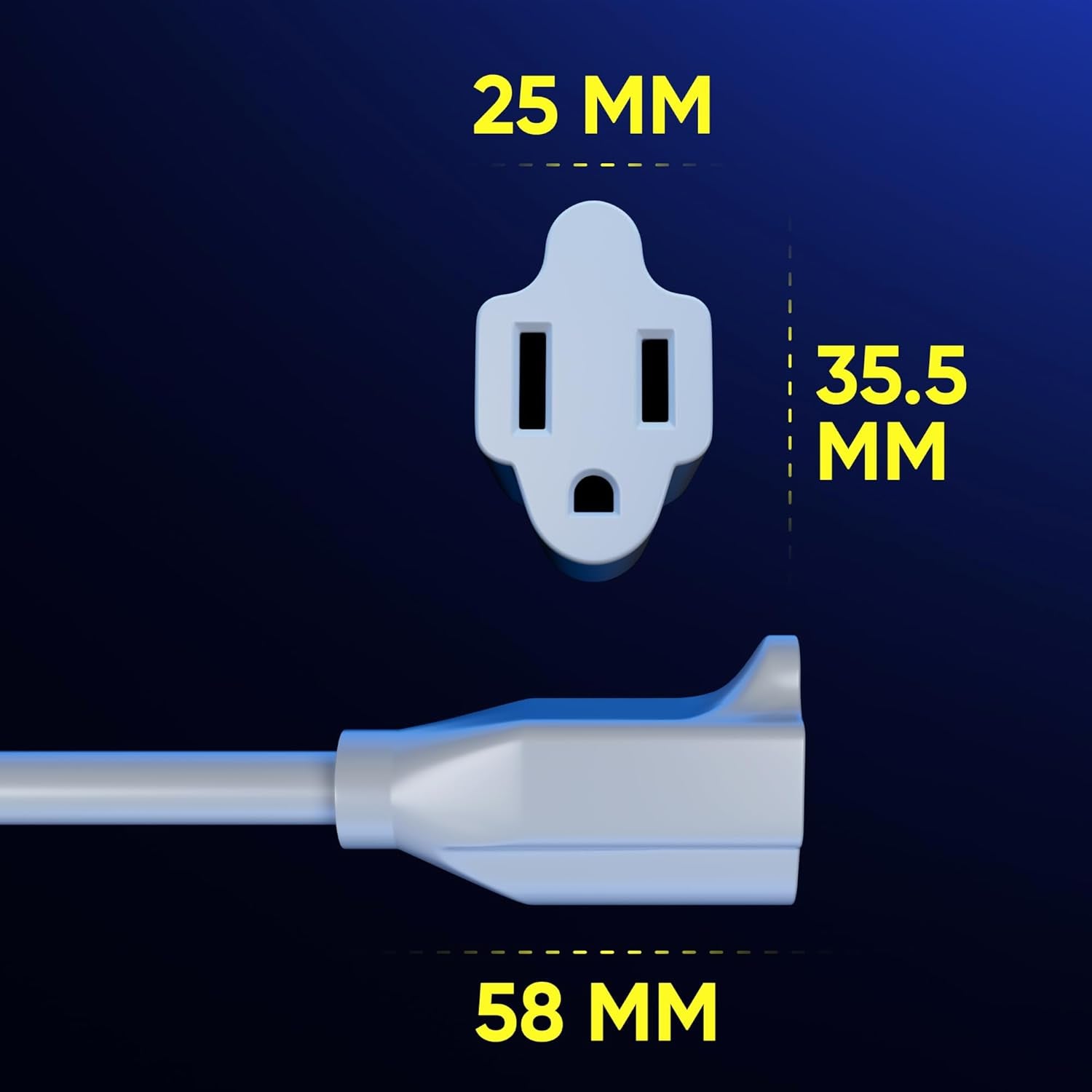 Extension Cord 15 Foot White Flat Plug, 360° Rotating Short Power Cord Single Outlet, Indoor 16 Gauge 3 Prong Grounded Wire UL Certified (15Ft White)