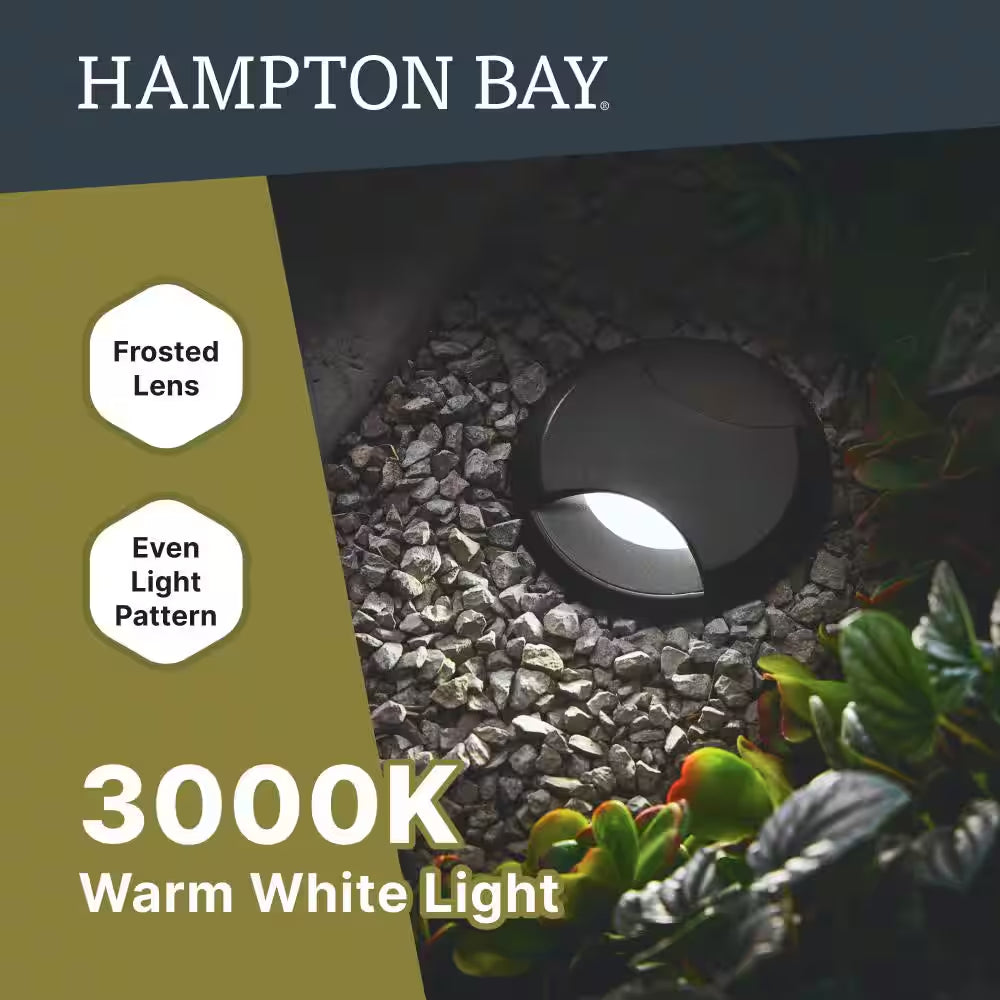 150 Lumens Low Voltage Black Integrated LED round Outdoor Inground Well/Deck Light