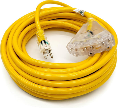 2 Ft - 12 Gauge Heavy Duty Extension Cord - 3 Outlet Lighted SJTW - Indoor/Outdoor Extension_Cord by  - 2' 12-Gauge Grounded 15 Amp Extensioncord Splitter